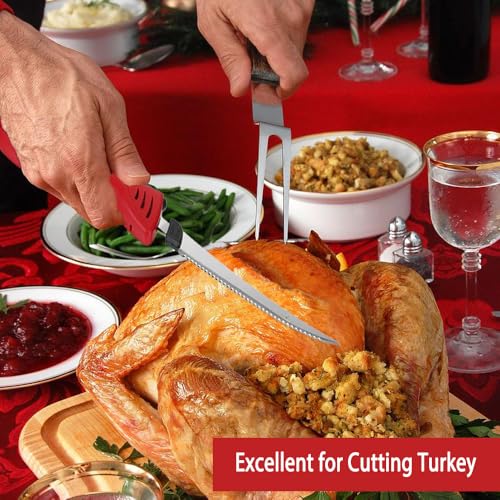 Cushore Cordless Electric Knife Rechargeable with 2 Set of 8 Fully Serrated S.S. Blades, Multi Function for Turkey Knife, Portable Carry Case for Fishing, Filleting, and Outdoors (Red) - Thumbnail 3