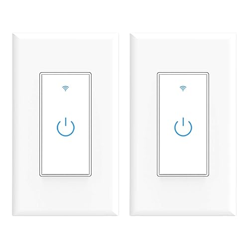 Interruptor inteligente Wifi, interruptor de luz Wifi, 2 paquetes, compatible con Alexa y Google Home, control remoto de aplicación con función de