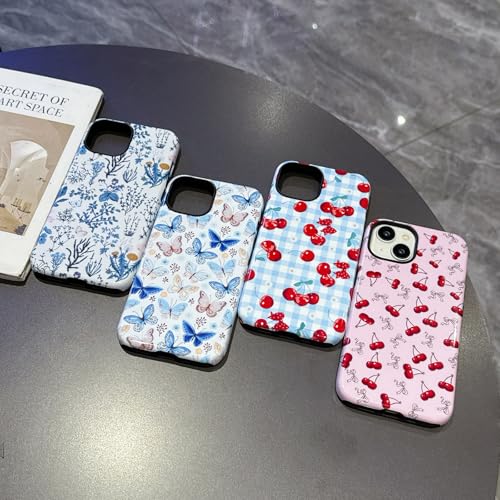 Coque iPhone 15 protection rigide motif fleuri bleu - 6