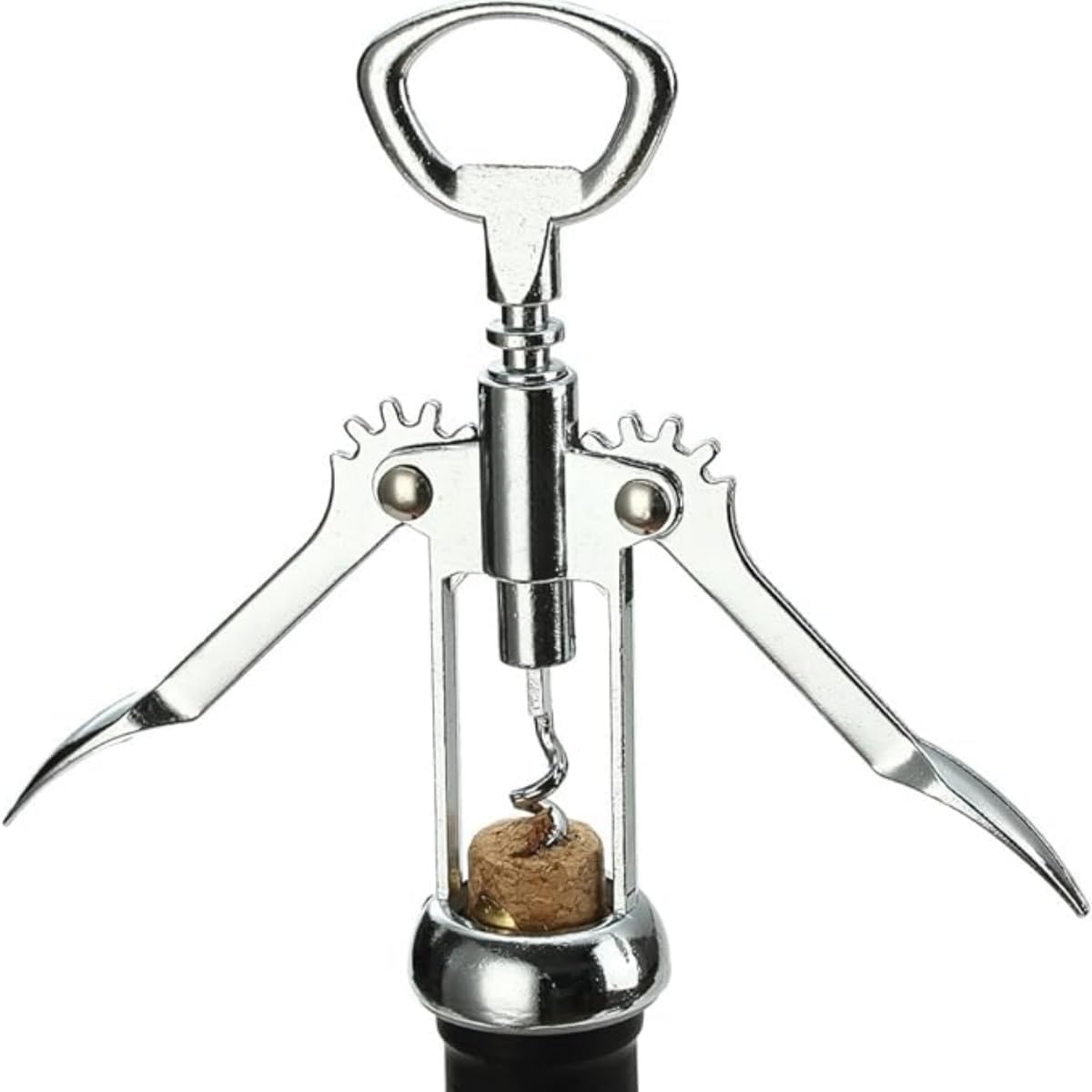 CEIN wine opener，wine bottle opener，corkscrew wine opener，Zinc Alloy Premium Double Wing Bottle Opener，UpgradeWith it, you can open the wine effortlessly, Silver
