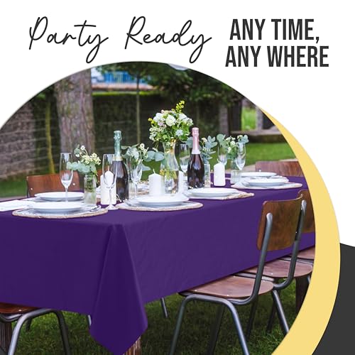 Image of Exquisite Purple Rectangle Tablecloth 54 inchx108 inch - 48 Pack | Plastic Tablecloth, Disposable Table Covers Rectangle for Parties, Weddings, Holidays & Party Supplies