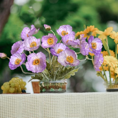Image of 5Pcs Poppy Flowers Artificial Poppy for Home Decor(Light Purple)