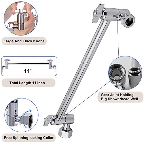 Harjue High Pressure Large Stainless Steel Square Rain Showerhead With Shower Arm Waterfall Full Body Coverage Easy To Clean And Install (12'' Square Shower Head With Arm, Chrome Finish) #TOP3