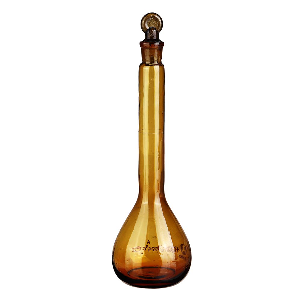 RanDal Pallone Volumetrico A Fondo Piatto In Vetro Marrone 10/25/50/100/250 Ml Con Kit Di Vetreria Per Laboratorio In Sughero - 250 Ml