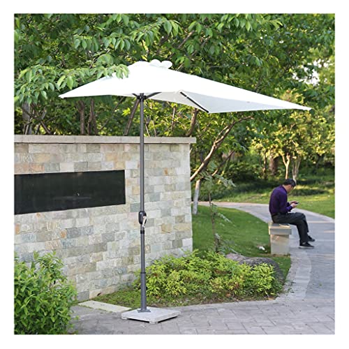 Jemmco Patio Half Umbrellas, Against A Wall Rectangular Market Umbrellas W/5 Ribsand Water-Resistant Fabric, Easy Open/Close, For Outdoor Garden, Patio, Deck, Balcony Shade (Color : Off White) #TOP28