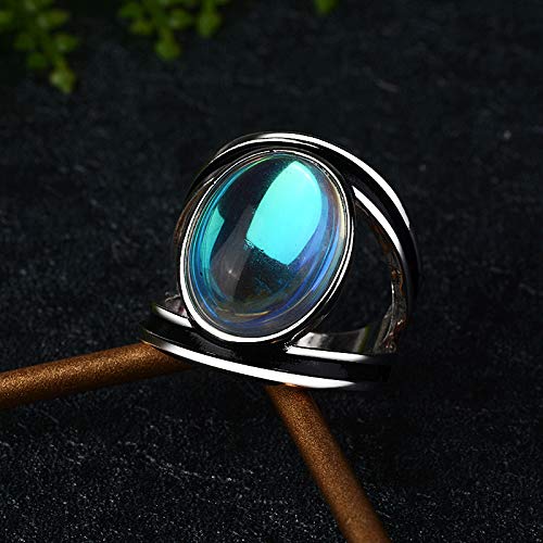 Kuyiuif Vintage Silver Ring Sterling Silver Moon Moonstone Ring for Women Gemstone Boho Jewelry Wedding Bridal Ring (US 8)3