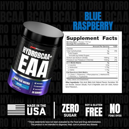 HydroBCAA Pro Supps Blue Raspberry 414g avec acides aminés essentiels - 5