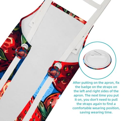 Tablier de cuisine fraise avec poches pour stopper les taches sur vos vêtements