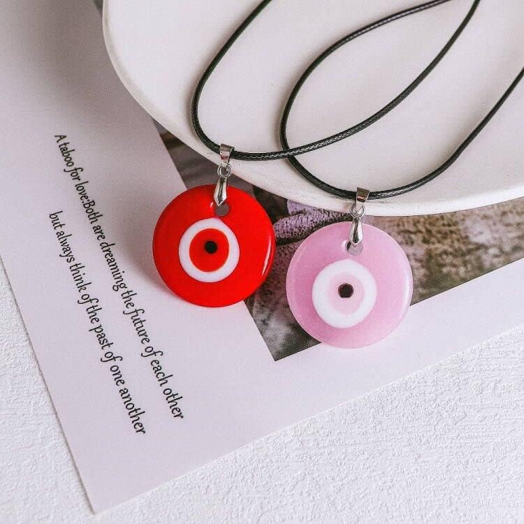 Fuqimanman2020 Lucky Blue Glass Turkish Evil Eye Pendant Necklace Set Leather Rope Hamsa Hand for Women Men Protection Ojo Prayer Religious Amulet Jewelry - Image 3