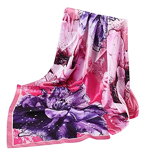 FGUUTYM Bufanda Boho Bufandas Mujeres Sensación Diadema Pañuelo de Seda Impreso Cortina Bufanda, Rosa., Talla única