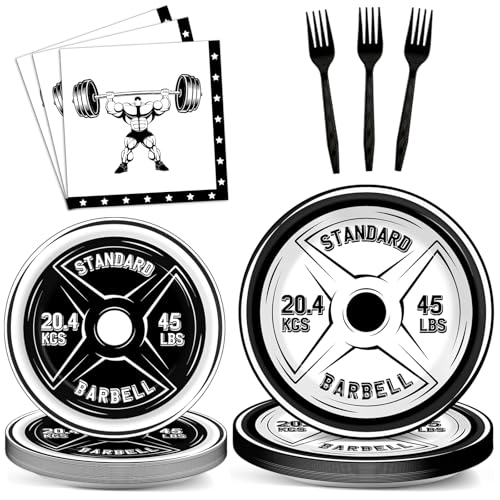 OBUSATT Gym Birthday Party Supplies 96 pcs Plates & Napkins