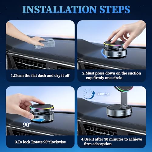 Car Phone Mount Charger, 15W Fast Charging Magnetic Suction Phone Holder - image 7