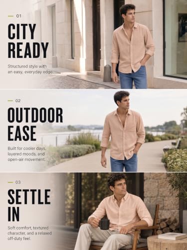 Image of Nobero Breezy Premium Linen Cotton Shirt for Men | Stylish Casual Shirts for Men | Semi Cut Collar | Box Pleat | Curved Hem | Regular Fit | Full Sleeve | S-XXXL