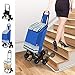 VOUNOT Einkaufstrolley Treppensteiger mit 3 Räder, Trolly Einkaufswagen Klappbar, Wasserdichter, 32L, Blau