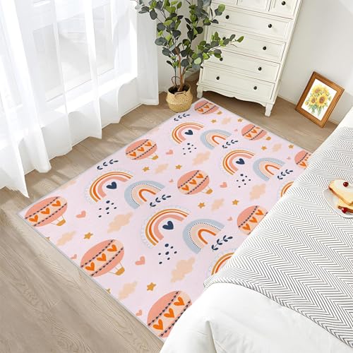 Tapis entrée absorbant et lavable en machine rose 80x120
