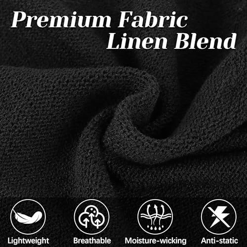 Breathable Moisture Wicking Linen Slouchy Beanie Hat, Casual Lightweight Summer Skull Cap Baggy Slouch Hat for Men Women, Eco-Friendly Organic Knit Hat for Big Heads, Black