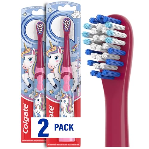 Image of Colgate Kids Battery Powered Toothbrush, Unicorn, Extra Soft Toothbrush, Ages 3 and Up, 2 Pack
