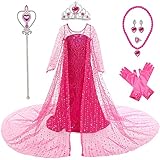 BanKids Mädchen Kostüme Prinzessin Kleid Kinder Aurora dornröschen kleid Geburtstag Halloween Party 9-10Jahre(150CM,E11)