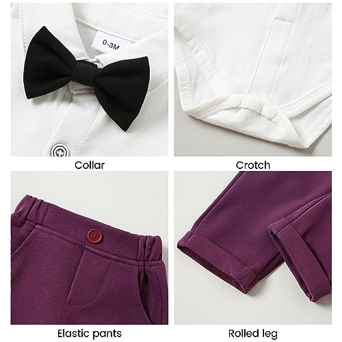 Image of YALLET Baby Boy Clothes Suit 0-24 Months Infant Gentleman Outfits Formal Dress Shirt+Bowtie+Vest+Pants Set Baby Wedding Suits