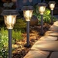 KEAOJI Solar Lights Outdoor, 6 Pack Solar Pathway Lights Waterproof, Metal Glass Outdoor Solar Lights, Auto On/Off Solar Outdoor Lights for Garden Yard Path Walkway Driveway