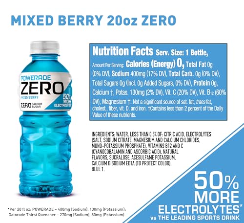 Image of POWERADE ZERO Mixed Berry, 20 fl oz, 8 Pack