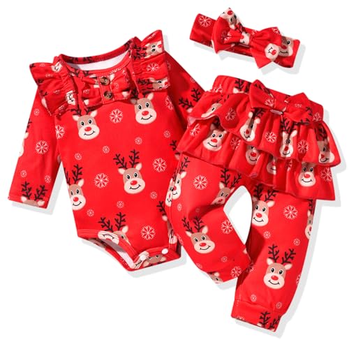 Image of Aalizzwell Preemie Newborn Infant Baby Girls Clothes Ribbed Bodysuit Pants Set Fall Winter Outfits