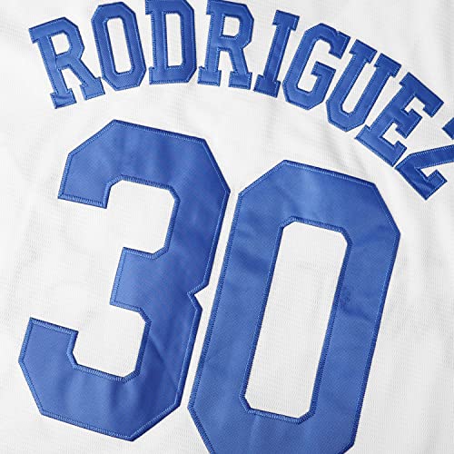 The Sandlot Benny Jersey The Jet Rodriguez Michael Squints Palledorous Alan Yeah-Yeah McClennan Movie Baseball Jersey (30 White Blue, 3X-Large) — view 5