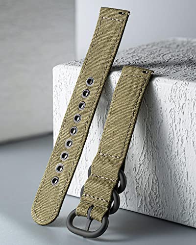 Binlun Canvas Watch Bands Replacement Cotton Fabric Watch Straps Soft Quick Release Cloth Watchbands In Black Khaki Army Green Blue With Black/Silver Buckle For Men Women 18/20/22/24Mm #TOP2