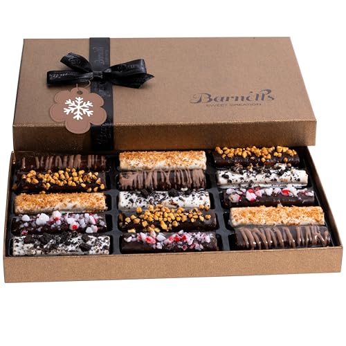 Barnetts Christmas Holiday Thanksgiving Chocolate Gift Baskets, 15 Crepes Cookie Chocolates Candy Box, Gourmet Chocolate Covered Cookies Holiday Gifts, Spring Candy Basket Gifts Ideas, for Dad, Husband, Son, Grandfather Food Delivery Ideas Valentines Day