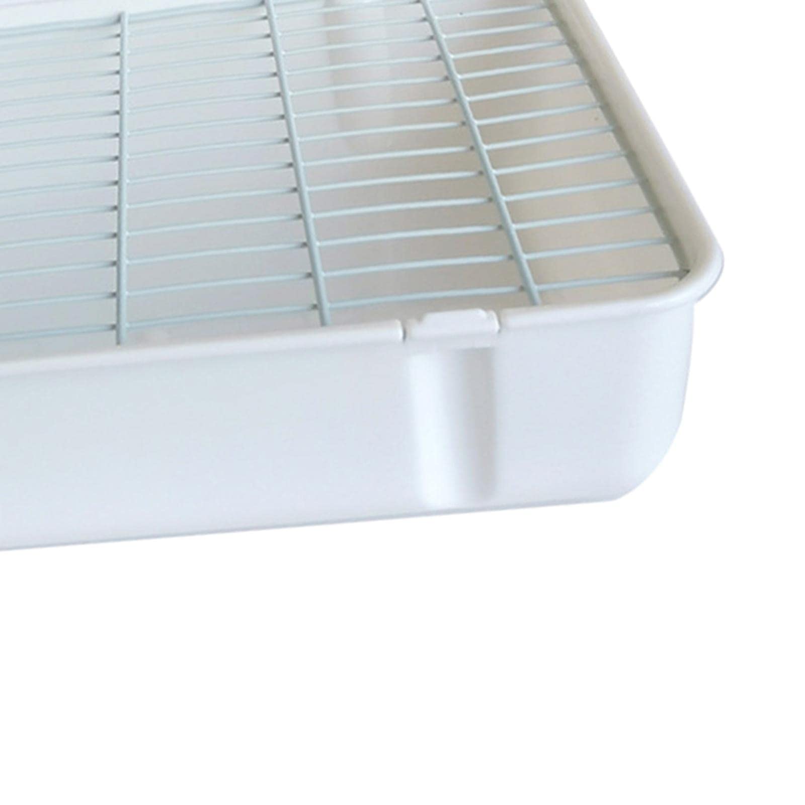 perfk Caja de Arena para Conejos, Bandeja de Esquina para Entrenador de Orinal, Jaula de Ropa de Cama, Limpieza Portátil Estable, Inodoro, Chinchilla, Blanco Gris