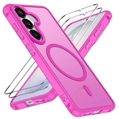 Coque Antichoc Samsung S26 Plus MagSafe ivoler Silicone Rose et Verre Trempé
