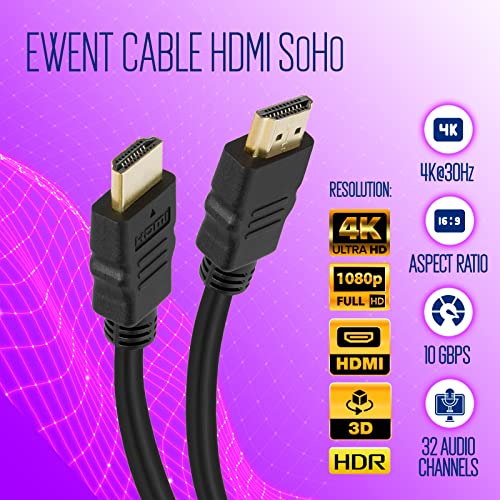 ewent High Speed HDMI Cable 1.4 Ethernet A/A, Male-Male, Audio Return Channel, 10 Meters, Black - Image 4