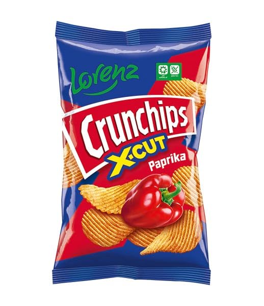 Crunchips X-Cut Paprika Flavour – 130g, Ridged Potato Crisps with Bold, Spicy Taste