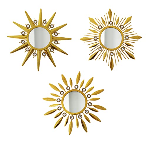 Champagne Gold Round Mirrors For Wall Pack Of 3 - | Decorative Mirrors For Wall Decor& Vintage Room Decor | Sunburst Circle Mirrors Modern Gifts For Women & Moms | Decorative Mirrors #TOP3