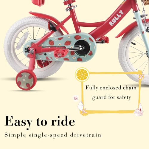 RULLY Strawberry 16 Inch Girls Bike for 4-7 Year Olds, Kids Bicycle with Training Wheels, Basket & Doll Seat, Retro Red Bike for Toddlers by RULLY - Image 5
