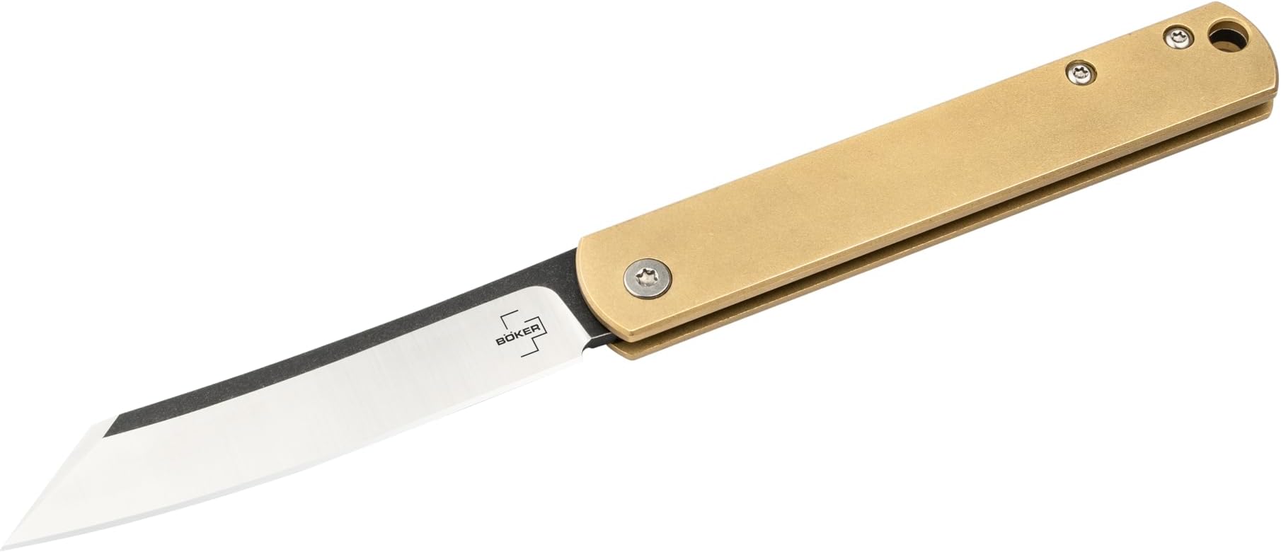Plus Zenshin 42 Brass - pocket knife with brass handle scales - classic Folding knife with 440C blade - with knife case