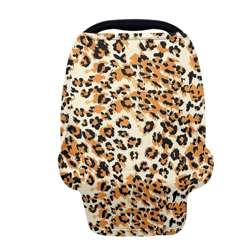 Image of Carseat Cover for Babies, Leopard Infant Carseat Cover Lightweight Baby Carrier Cover for Girls Boys, Fit Spring Summer /Hot Days /Warm Weather