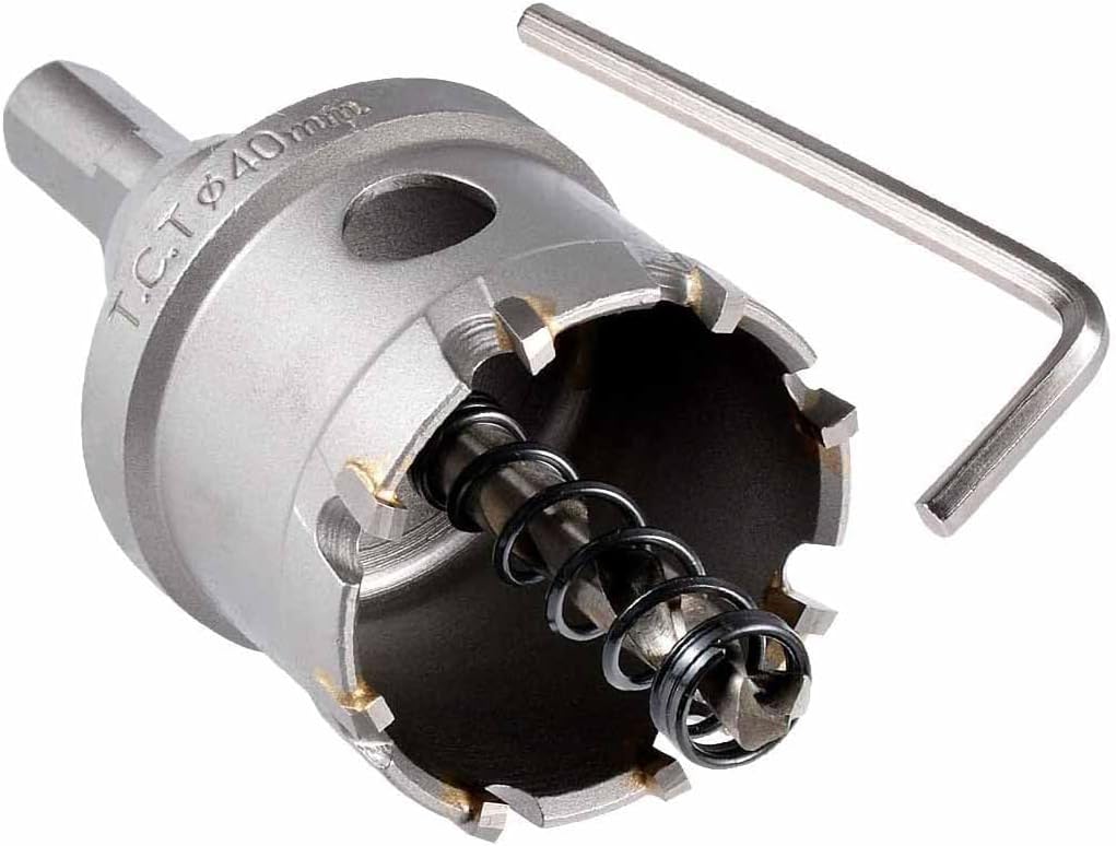 40mm TCT Hole Saw Tungsten Carbide Tipped Teeth Hole Cutter, TCT Drill Bit Hole Saw Set for Stainless Steel, Sheet, Metal