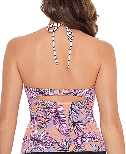Salt + Cove Tanquíni juvenil com gola alta estampado Havaí em lilás roxo, Roxo lilás, M