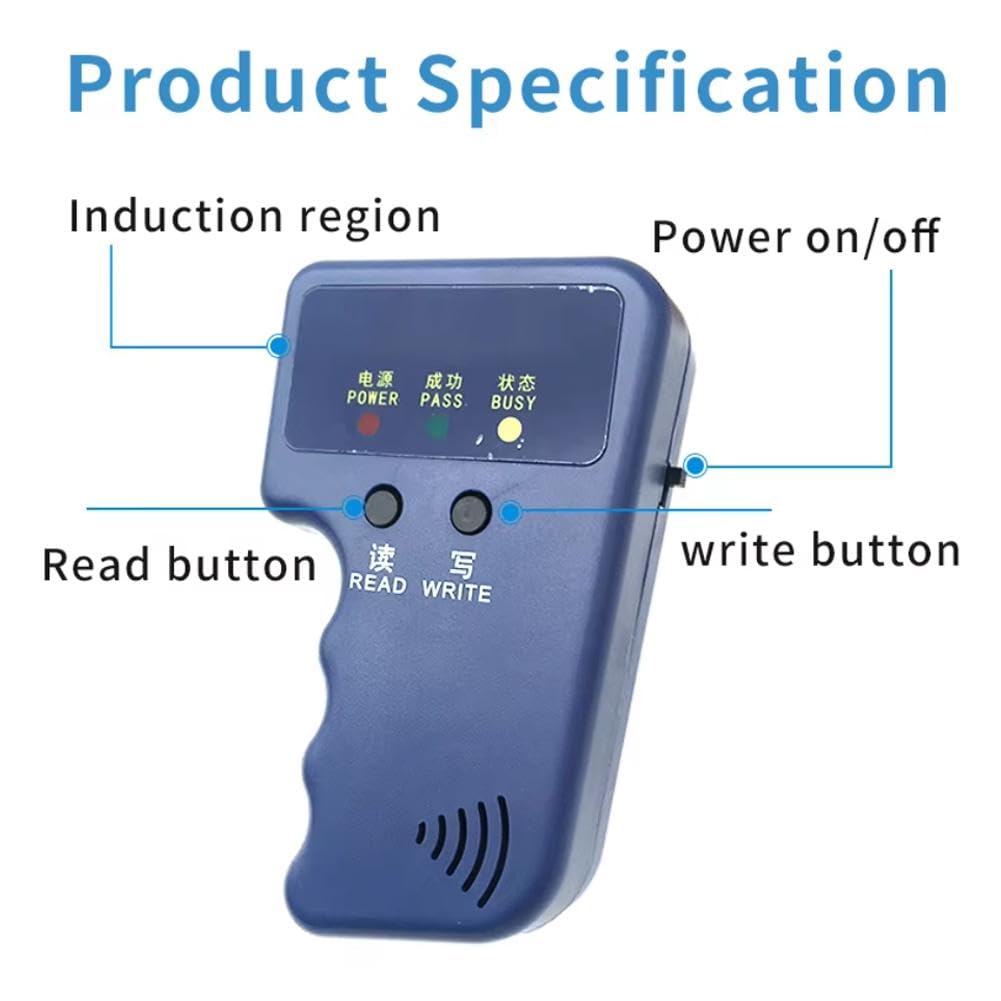 Duplicateur De Cartes D’accès 125 KHz Portable – Copieur De Badges RFID – Inclus 6 étiquettes Vierges – Pour Stationnement, Contrôle D’accès