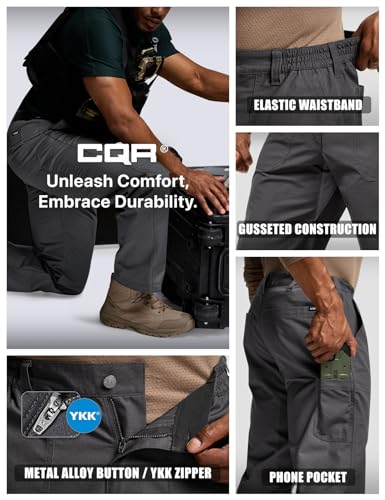 Image of CQR Men's Quick Dry Work Pants, Water Resistant Outdoor Tactical Pants, Lightweight Stretch Cargo Hiking Pants