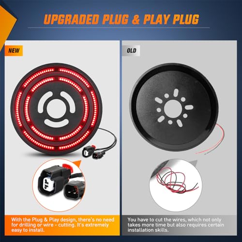 Image of Nilight Spare Tire Brake Light Red Double Row LED Ring 3rd Third Stop Rear Wheel Lights Plug and Play Fit for 2021 2022 2023 Ford Bronco 2 /4 Doors