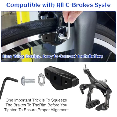 2 Pair Bicycle Brake Pads, 50mm Road Bike Brake Pads Bicycle Parts with Allen Wrench for Mountain & Road Bicycles