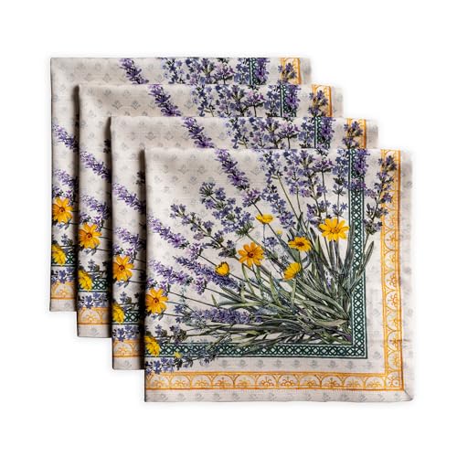 Maison d' Hermine Cloth Napkins Set of 4 100% Cotton Everyday Reusable Square Napkins Cloth Washable Dinner Party Wedding Restaurant Gifts for Mothers Day Spring/Summer(Fanny Lavender, 20" x 20")