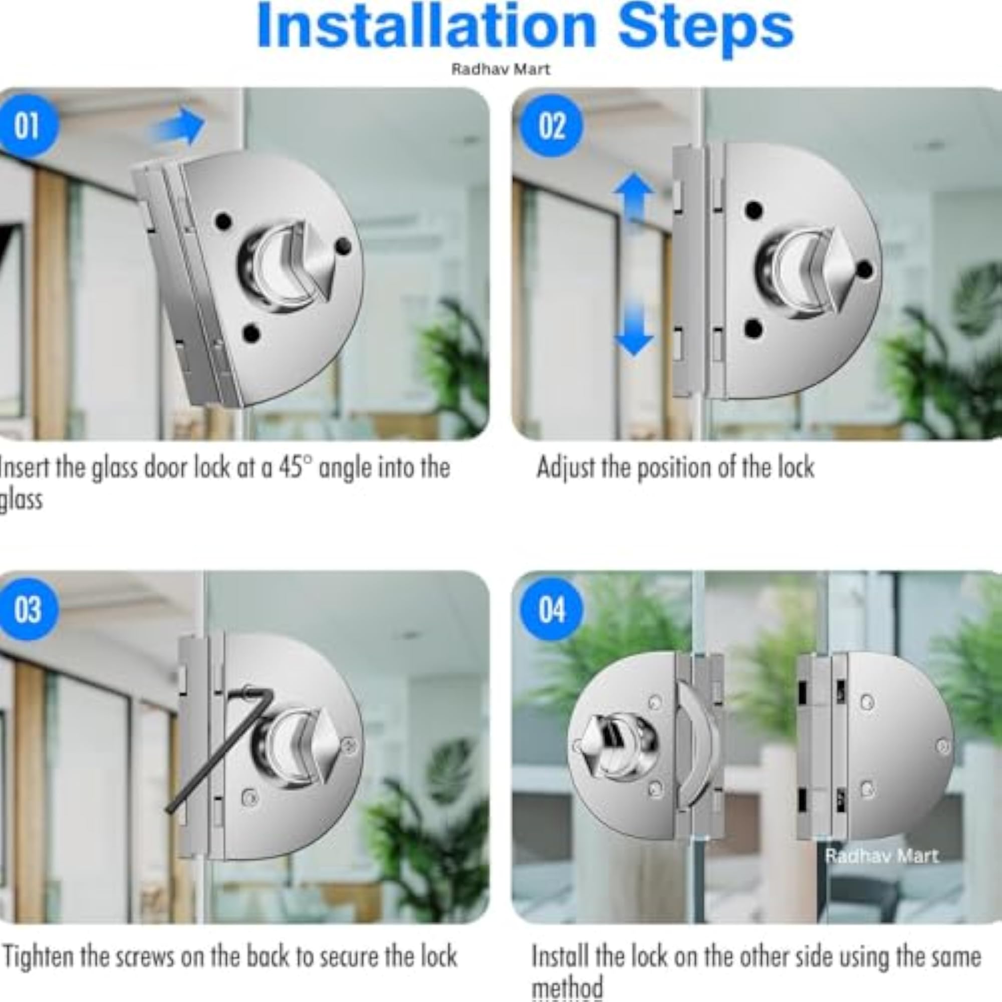 Heavy Duty 304 Stainless Steel Glass Door Lock