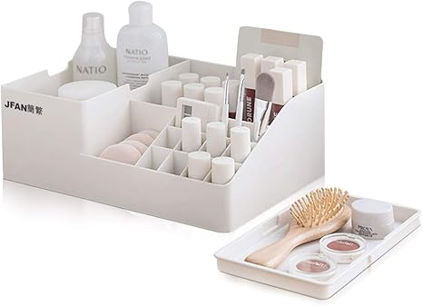 Amazon 化粧品収納ボックス メイクボックス 防塵 透明 コスメボックス 大容量 ニオイなし 騒音なし 強い耐久性 コスメ収納 小物 ジュエリーボックス 卓上 白 30xx11 2cm 収納用品 オンライン通販