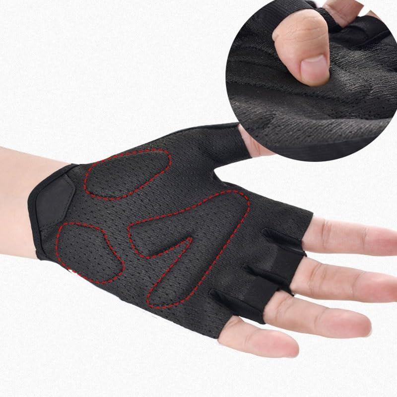 Cycling Outdoor Fitness Shock Absorption Anti-Slip Breathable Half Finger Sports Nylon Gloves