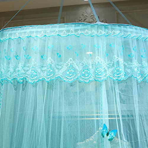 Zhiyuan Elegant Lace Dome Princess Mosquito Net Sheer Mesh Bed Netting Canopy For Girls Kids Adults Bedroom Decoration, Camping, Turquoise #TOP4