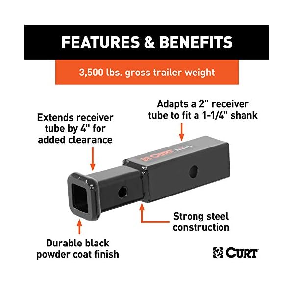 CURT 45770 Trailer Hitch Receiver Adapter Reducer, 2 to 11/4Inch, 4