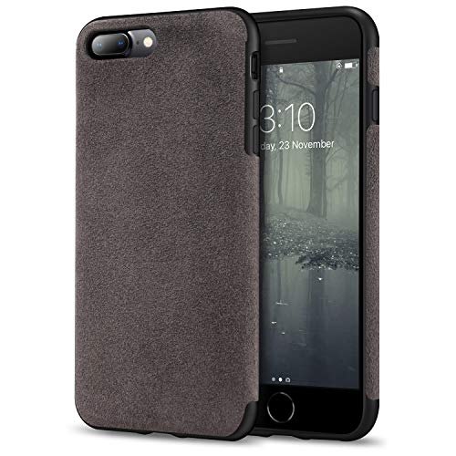TENDLIN Etui kompatybilne z iPhone 8 Plus / iPhone 7 Plus etui wykonane z materiału Alcantara z TPU hybrydowe wygodne smukłe etui (brązowe)